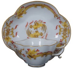 Antique Meissen Gold Ming Court Dragon Chinoiserie Tea Cup & Saucer Swords