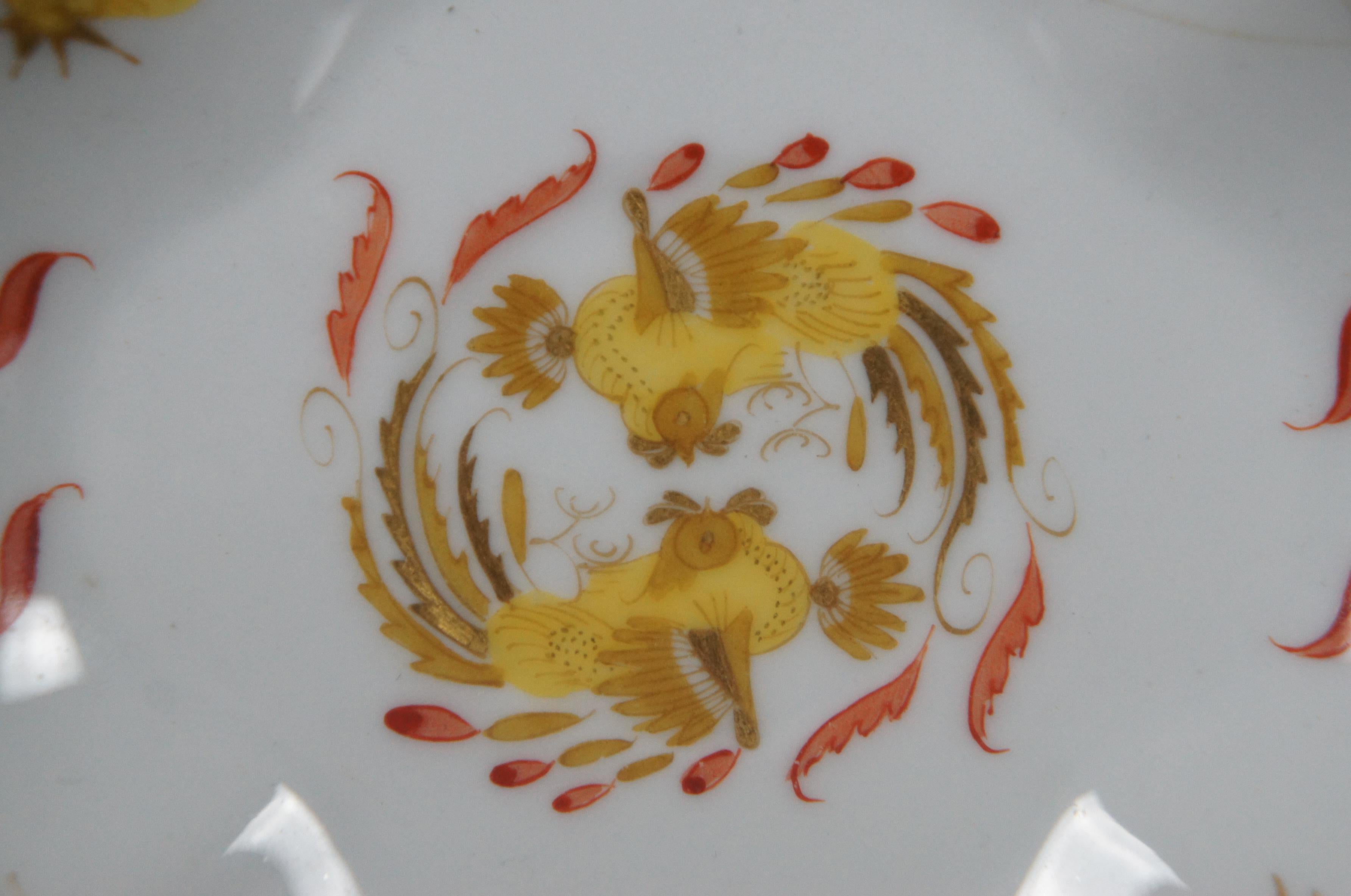 20th Century Antique Meissen Gold Ming Court Dragon Chinoiserie Tea Cup & Saucer Swords For Sale