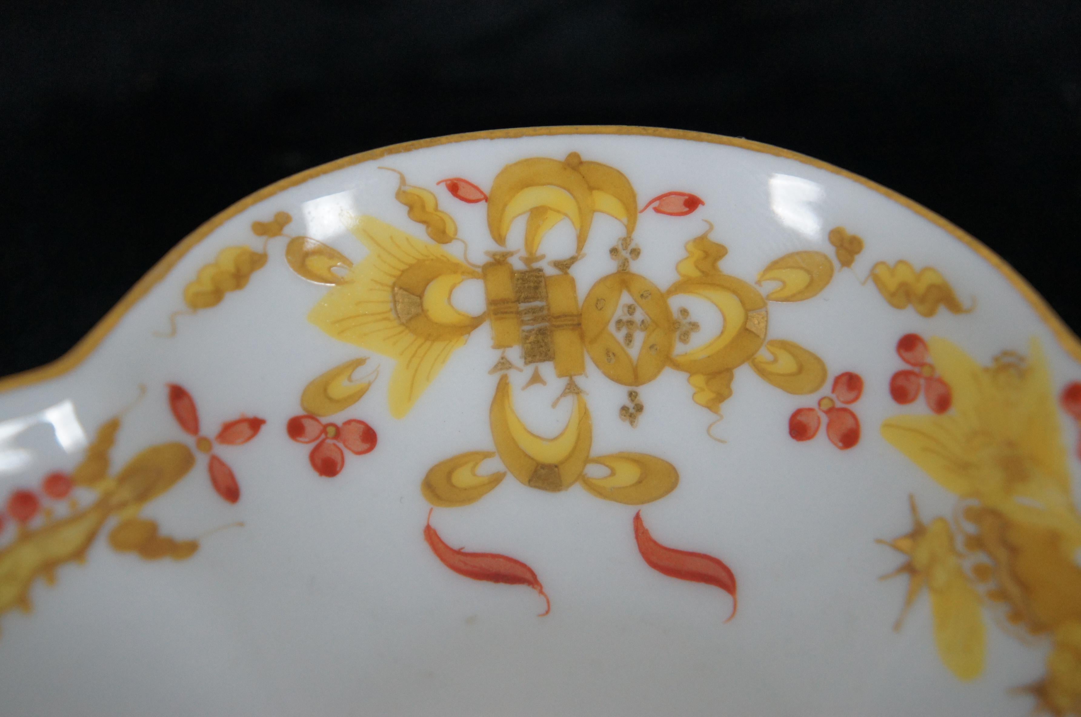 Antique Meissen Gold Ming Court Dragon Chinoiserie Tea Cup & Saucer Swords For Sale 1