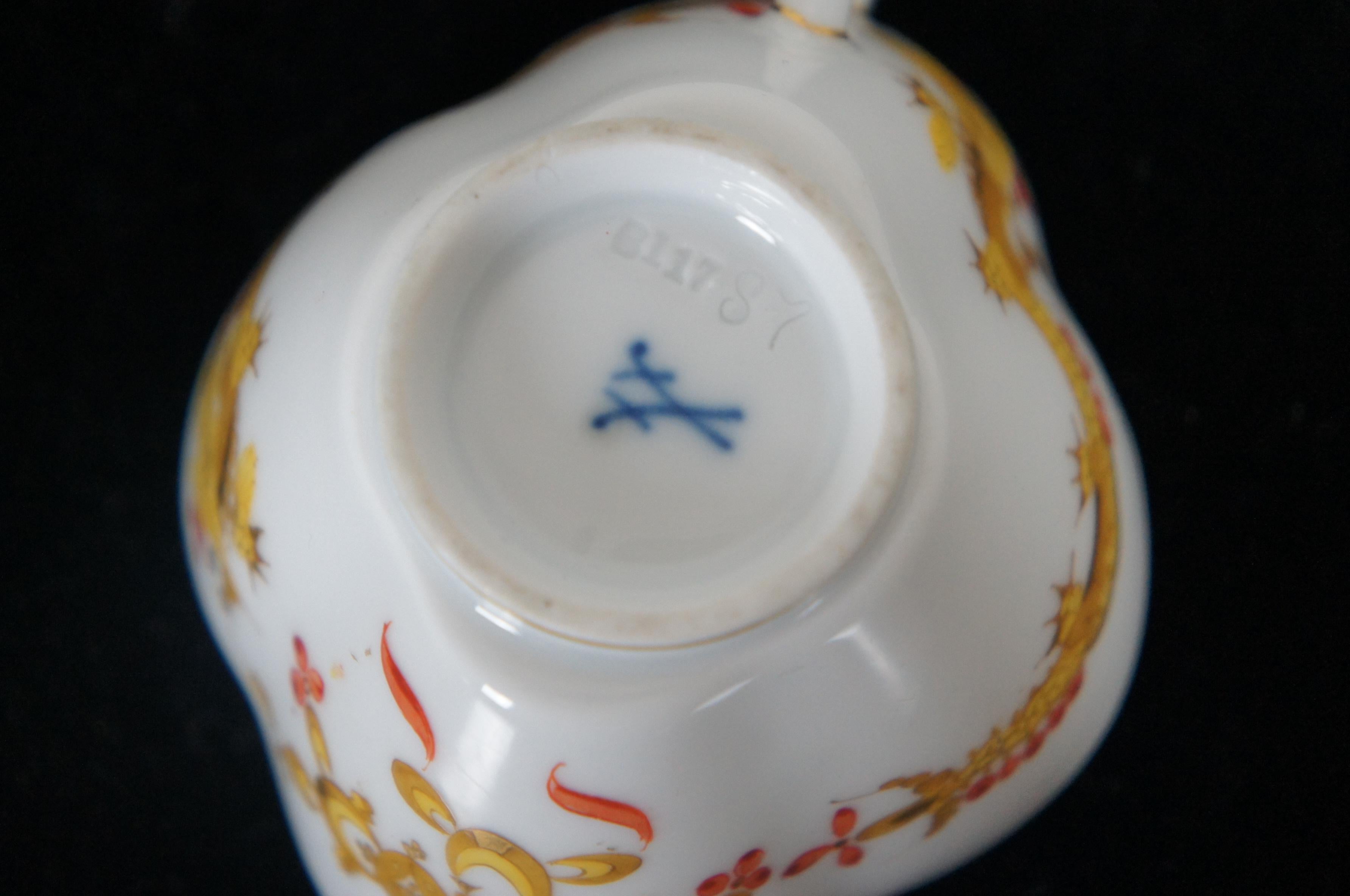 Antike Meissener Gold Ming Court Drache Chinoiserie Teebecher & Untertasse Schwerter 2