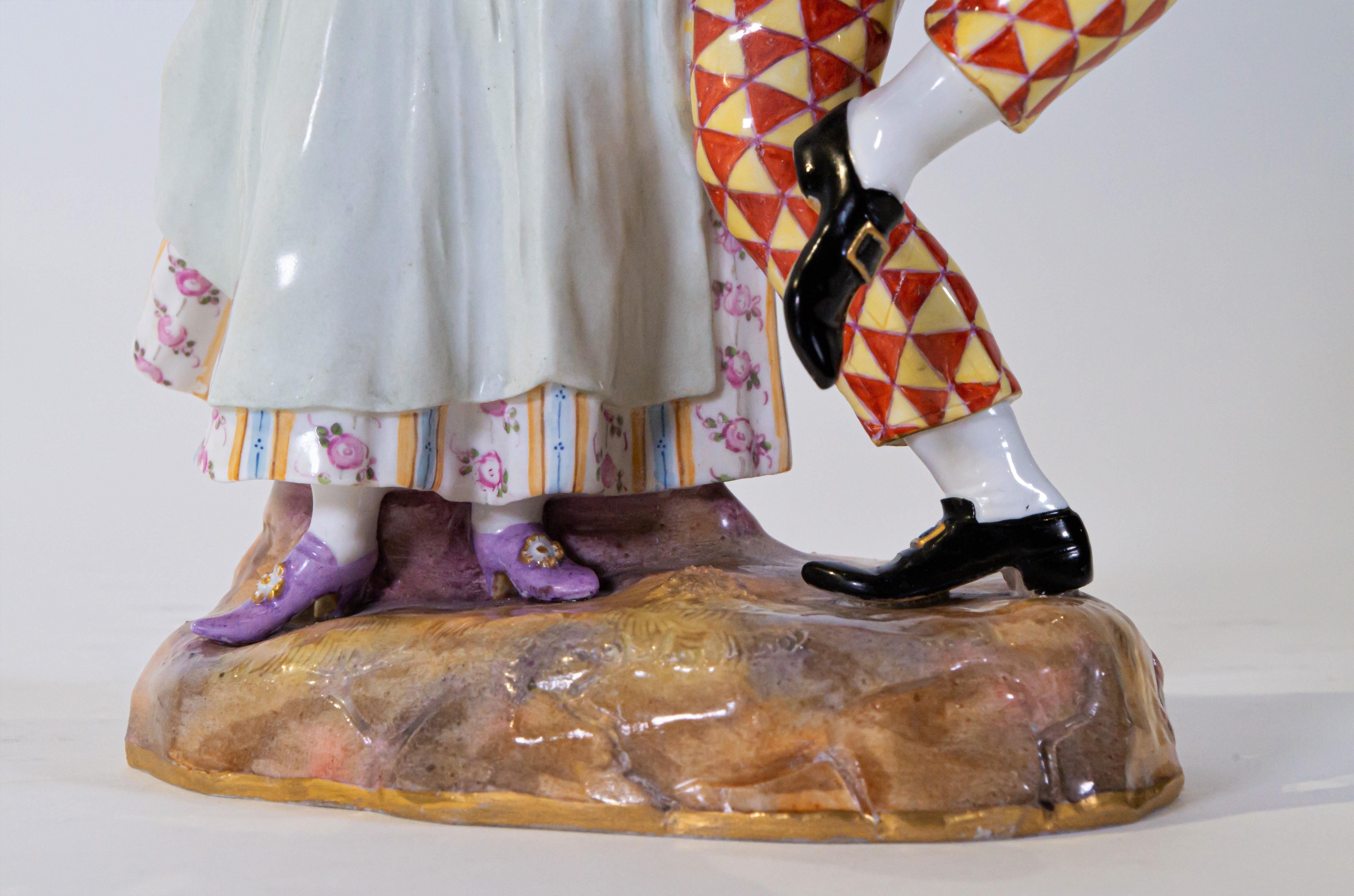 Antiguo Grupo de Meissen de Commedia Dell 