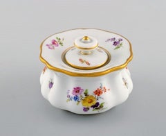 Meissen Inkwell in Hand Painted Porcelain with Floral Motifs, 19th Century
