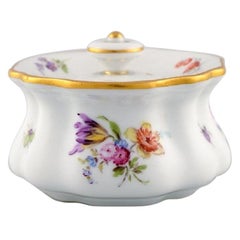 Meissen Inkwell in Hand Painted Porcelain with Floral Motifs, 19th Century