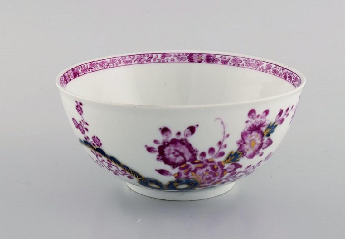 German Antique Meissen Large Soup Bowl in Hand-Painted Porcelain, Ca 1740 For Sale