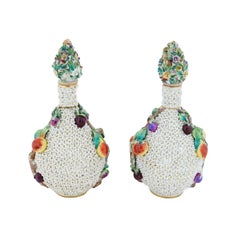 Antique Meissen Manner Pair of Snowball Porcelain Vases