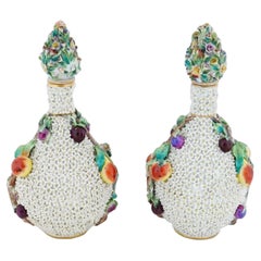 Antique Meissen Manner Pair of Snowball Porcelain Vases