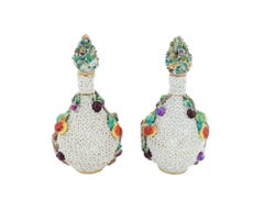 Antique Meissen Manner Pair of Snowball Porcelain Vases