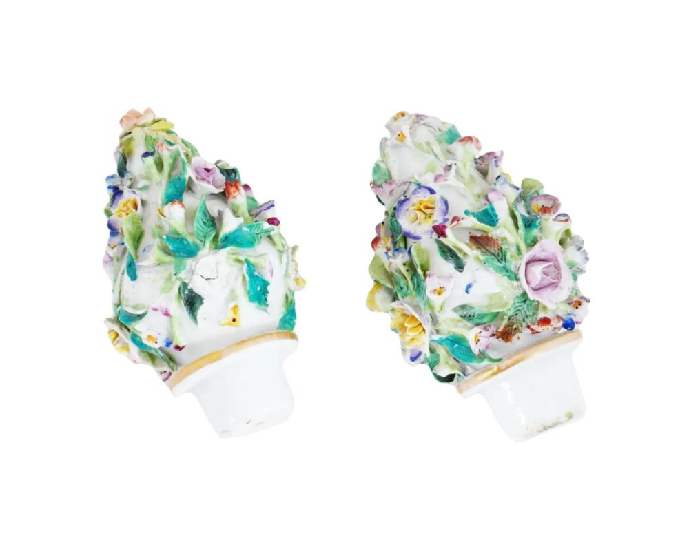 Antique Meissen Manner Pair of Snowball Porcelain Vases 3