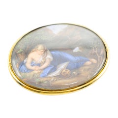 Antique Meissen Panel Miniature Painting by Magdalene Batons, circa 1860