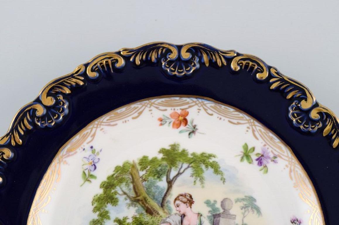 Rococo Revival Antique Meissen Plate in Hand-Painted Porcelain, Late 19th C For Sale