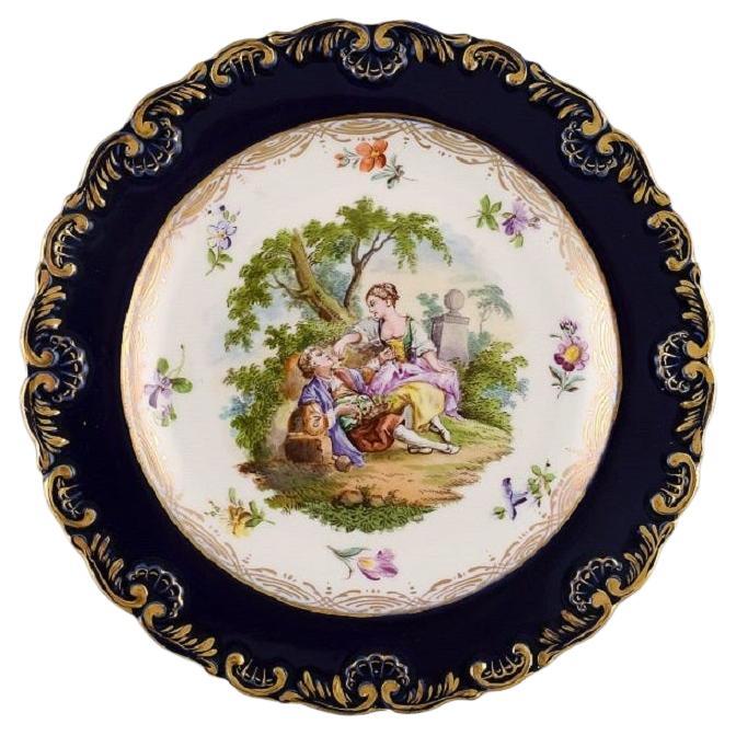 Antique Meissen Plate in Hand-Painted Porcelain, Late 19th C For Sale