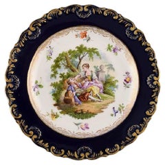 Antique Meissen Plate in Hand-Painted Porcelain, Late 19th C