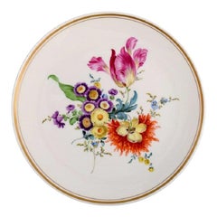 Antique Meissen Plate in Hand-Painted Porcelain with Floral Motifs, 19th/20th C.