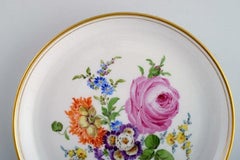 Antiker Meissener Teller aus handbemaltem Porzellan mit Blumenmotiven