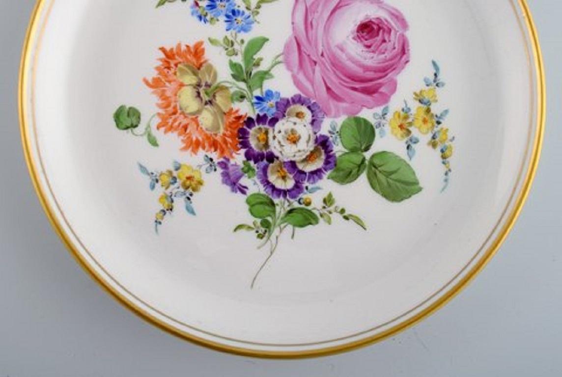 German Antique Meissen Plate in Hand-Painted Porcelain with Floral Motifs
