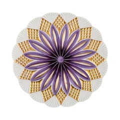 Antique Meissen Plate in Hand-Painted Porcelain with Purple Flower