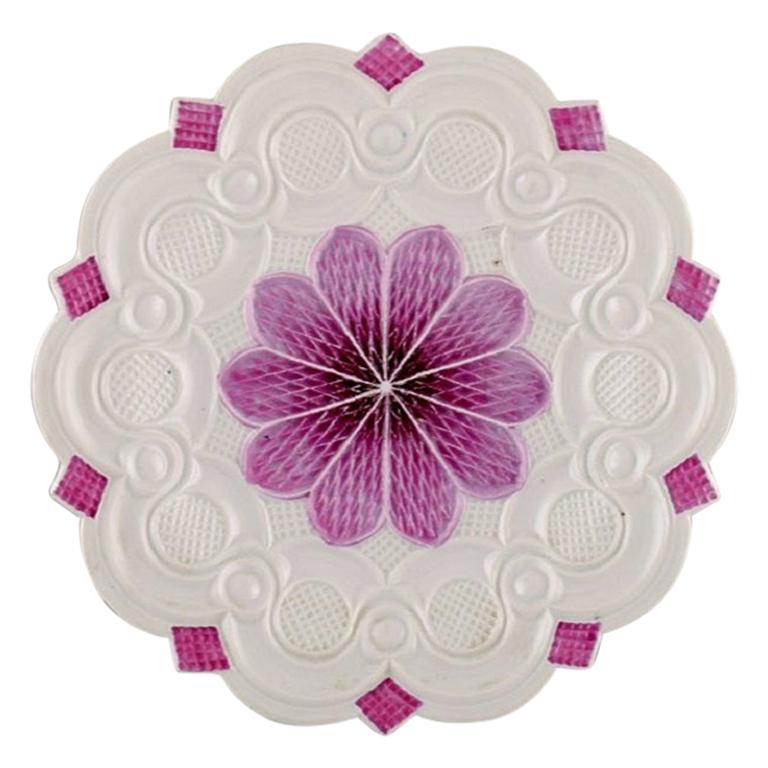 Antique Meissen Plate with Floral Motif and Purple Decoration, 19th Century