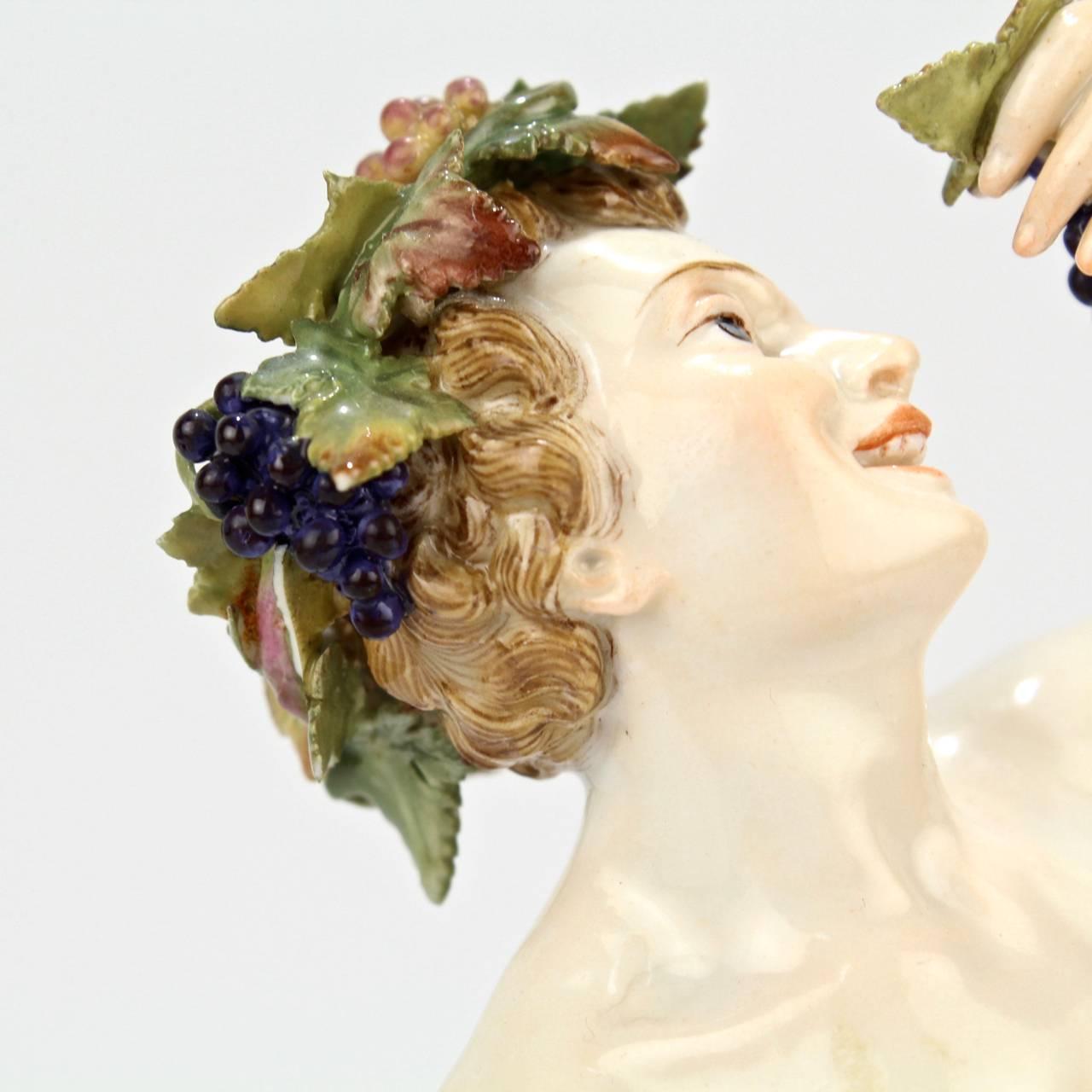 Antique Meissen Porcelain Allegorical Figurine of Bacchus the God of Wine 5