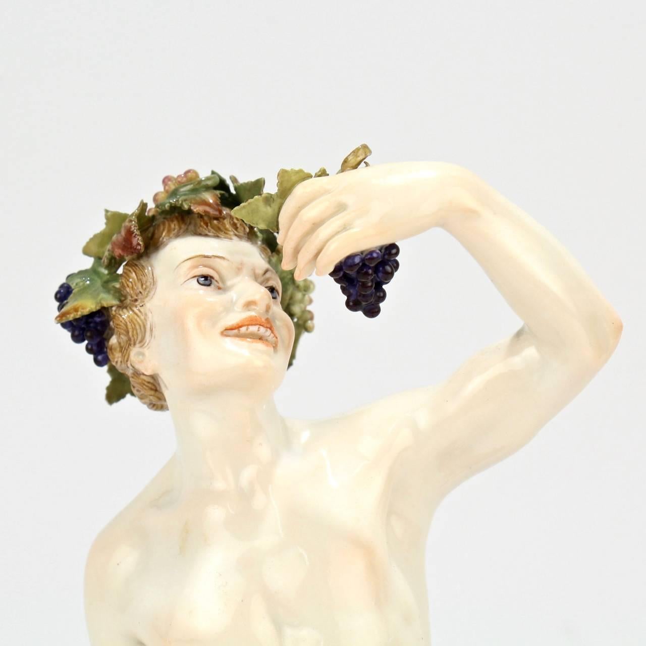 Antique Meissen Porcelain Allegorical Figurine of Bacchus the God of Wine 1
