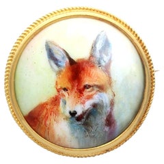 Antique Meissen Porcelain and 14k Yellow Gold Brooch Circa 1900