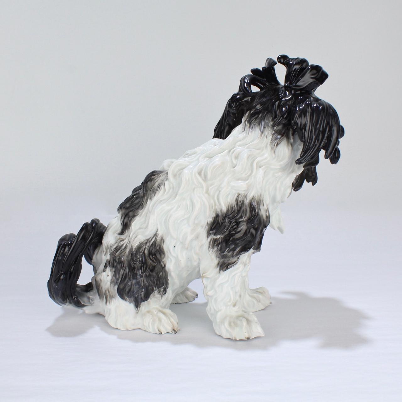 Antique Meissen Porcelain Bolognese Dog Figurine In Fair Condition In Philadelphia, PA