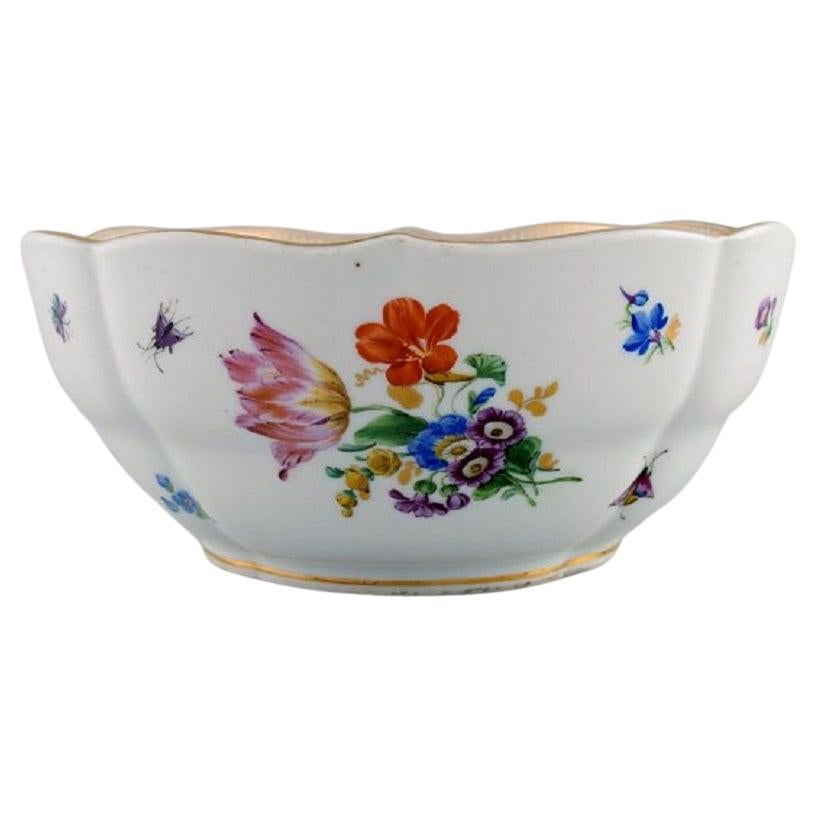Antique Meissen Porcelain Bowl with Hand-Painted Decoration, 19th C.