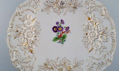 Antique Meissen Porcelain Bowl with Hand-Painted Flowers and Gold Decoration
