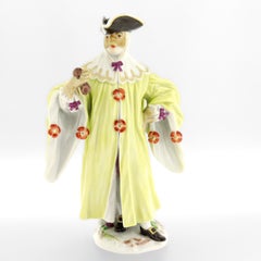 Antike Meissen Porcelain Commedia dell' Arte Figur Maskierter Advocato Nr. 64536