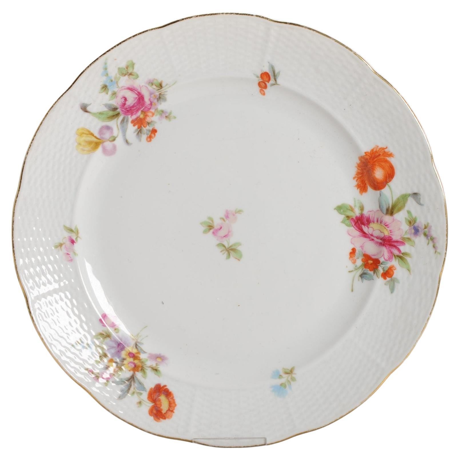 Antigua Vajilla de Porcelana de Meissen Decoración Floral, Ca 1900