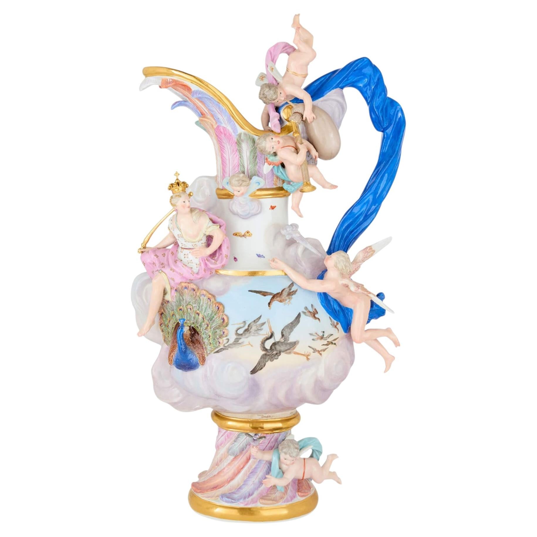 Antique Meissen Porcelain ‘Elements’ Ewer Emblematic of Air