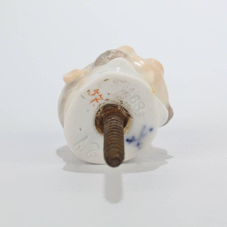 Antique Meissen Porcelain Figural Wine Bottle Stopper or Cork