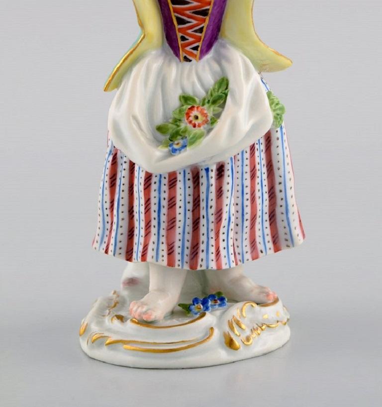 Rococo Revival Antique Meissen Porcelain Figurine, Girl, Model 147, Approx. 1900