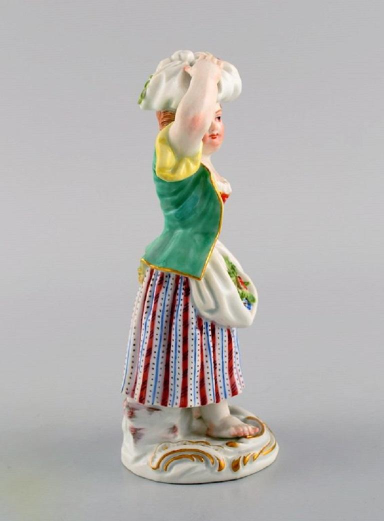 German Antique Meissen Porcelain Figurine, Girl, Model 147, Approx. 1900