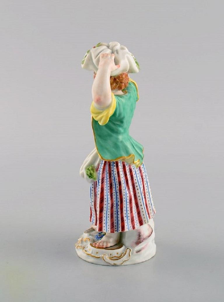 Hand-Painted Antique Meissen Porcelain Figurine, Girl, Model 147, Approx. 1900