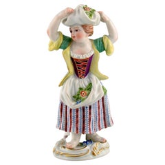Antique Meissen Porcelain Figurine, Girl, Model 147, Approx. 1900