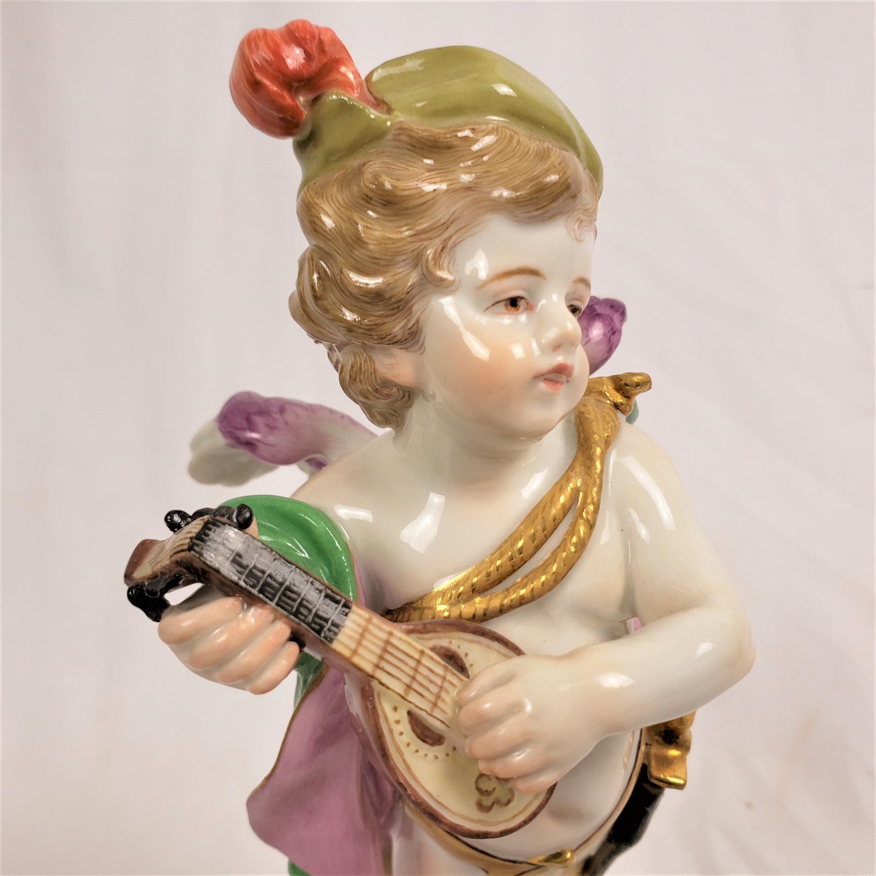 Antique Meissen Porcelain Figurine of a Child Playing a Lute For Sale 5