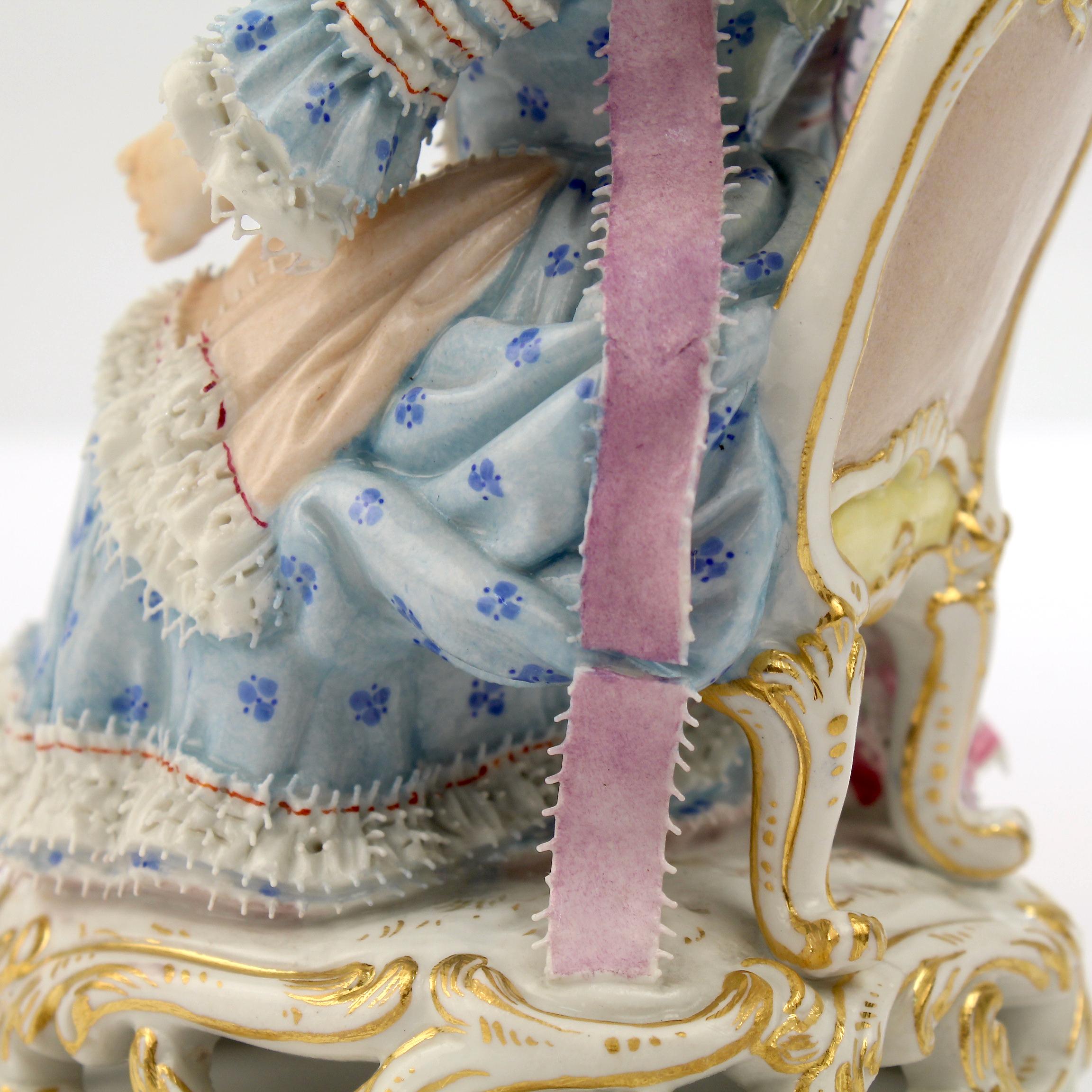 Antique Meissen Porcelain Figurine of a Girl with a Thread Winder Model No. C 28 3