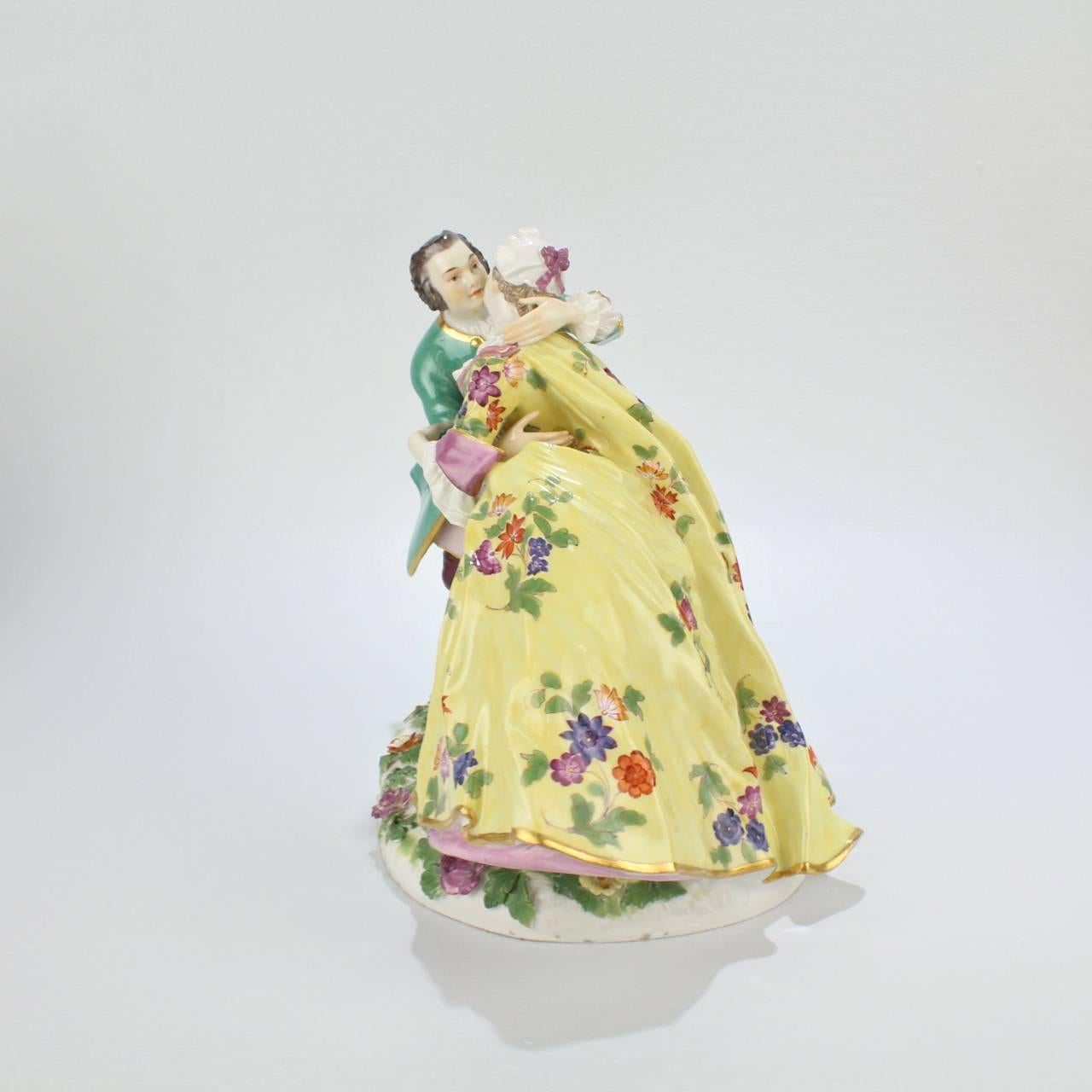 Antique Meissen Porcelain Figurine of Crinoline Lovers Entitled 