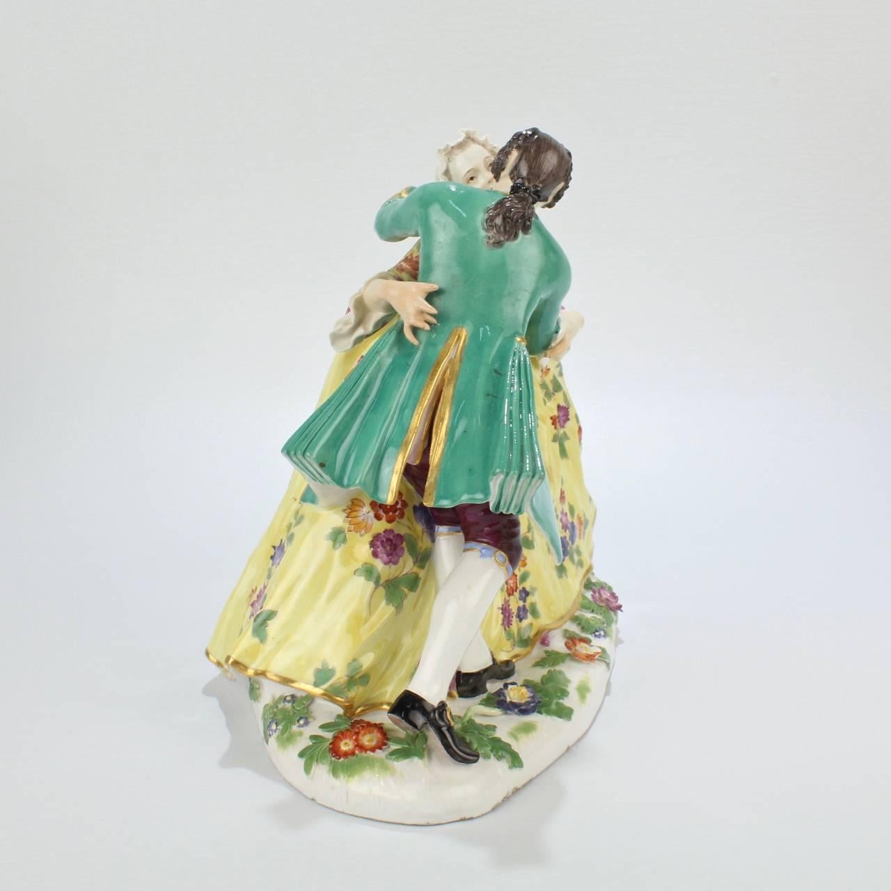 Antique Meissen Porcelain Figurine of Crinoline Lovers Entitled 