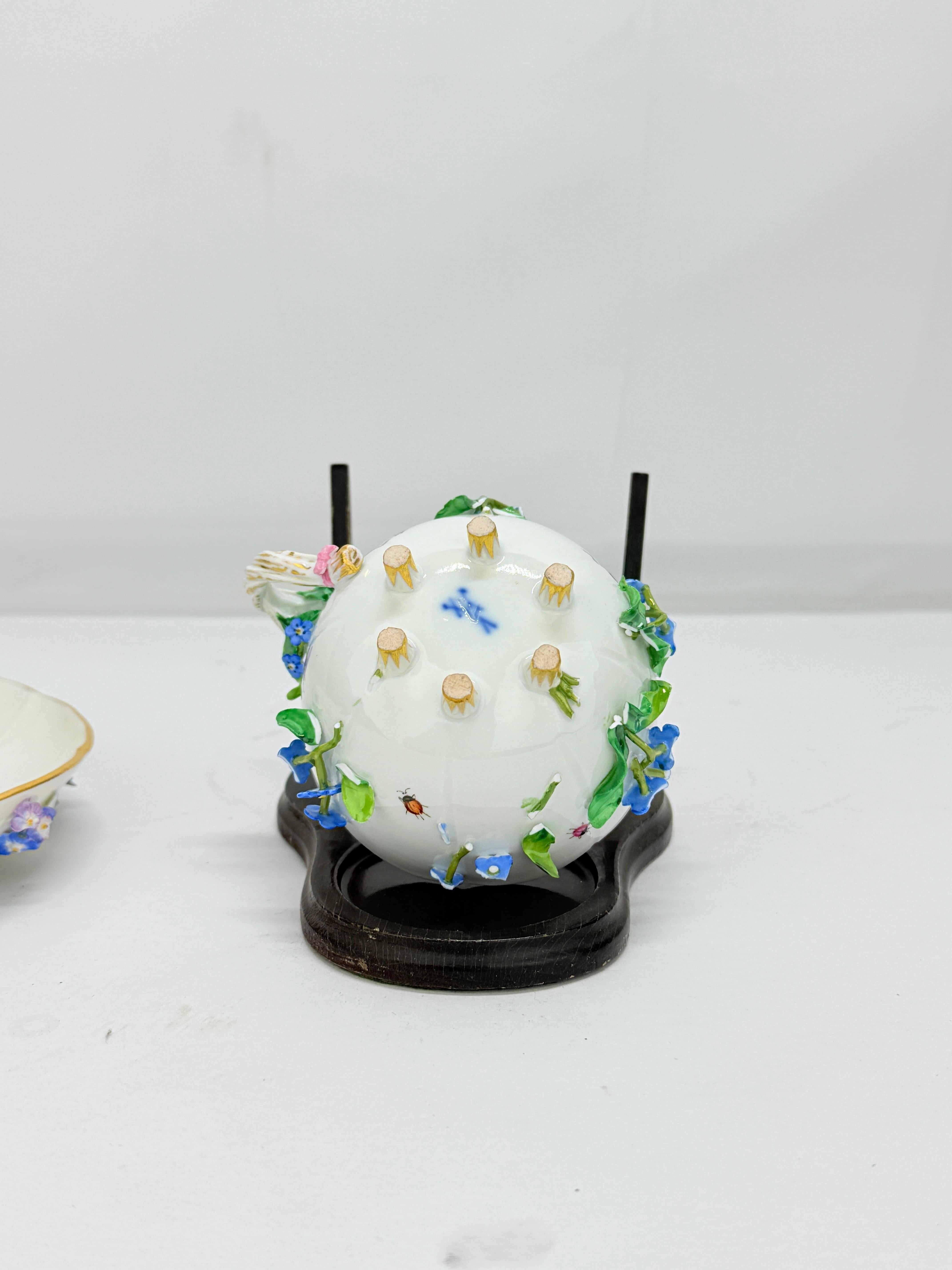 19th Century Antique Meissen Porcelain Floral Encrusted Tea Cup & Saucer For Sale