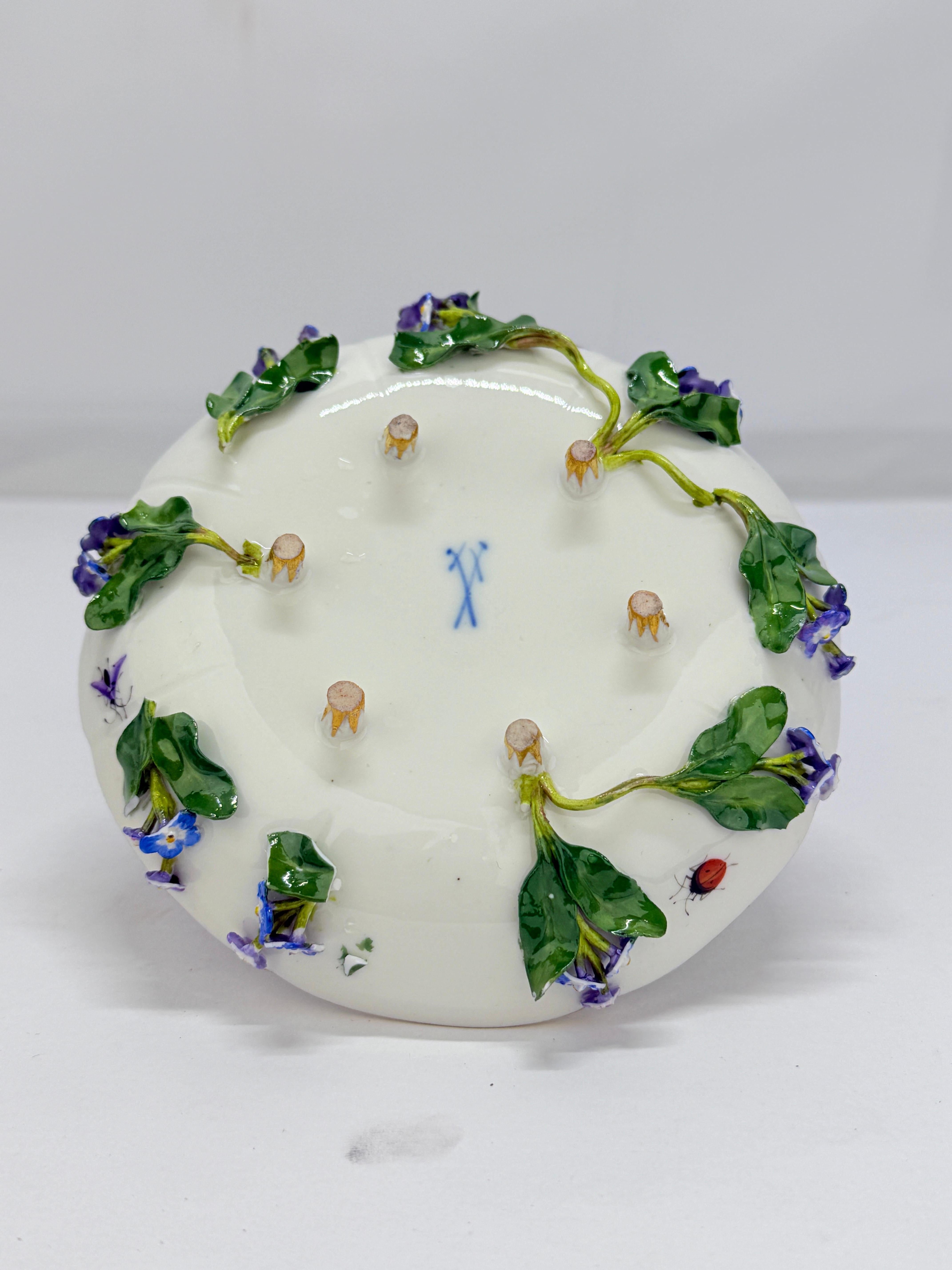 Antique Meissen Porcelain Floral Encrusted Tea Cup & Saucer For Sale 1