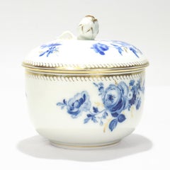 Antique Meissen Porcelain Gilt Covered Sugar Jar with Floral Decoration