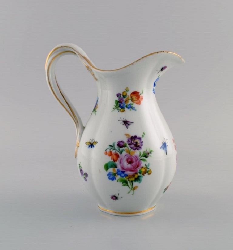 German Antique Meissen Porcelain Jug with Hand-Painted Decoration, 19th C