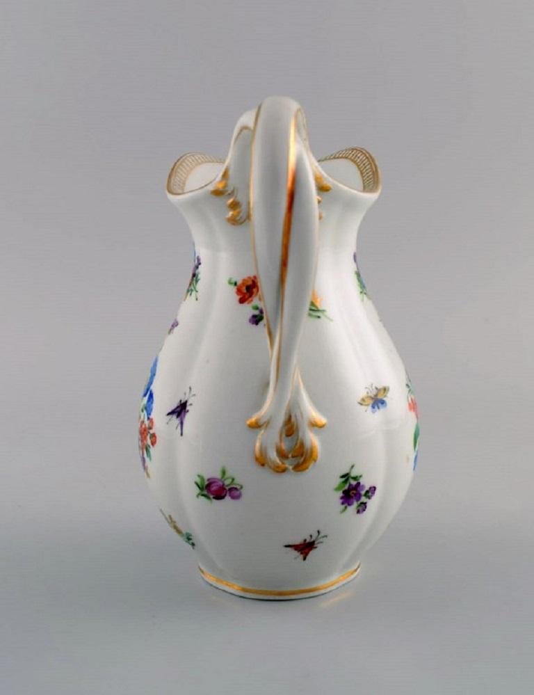 Antique Meissen Porcelain Jug with Hand-Painted Decoration, 19th C In Excellent Condition In Copenhagen, DK