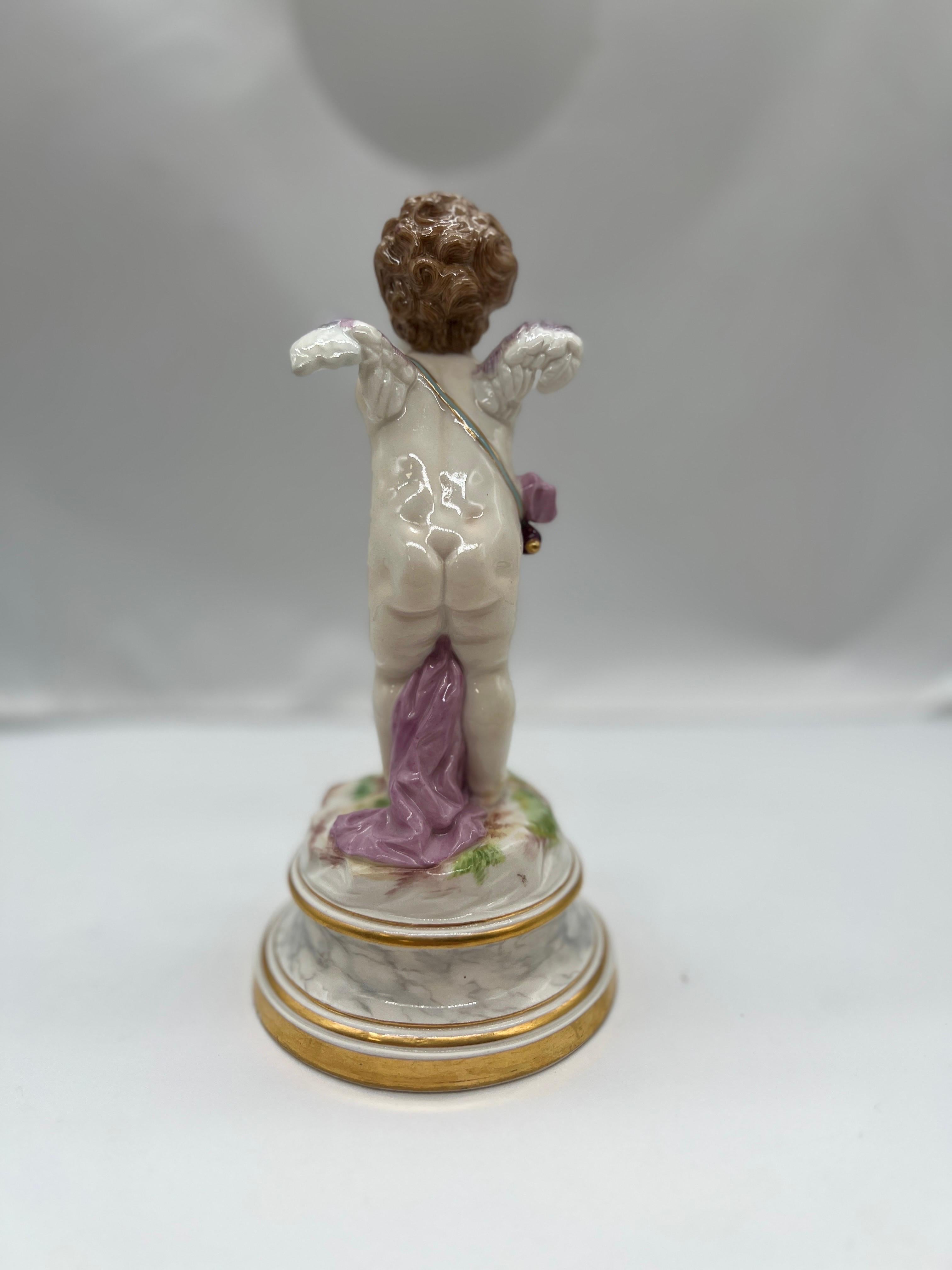 German Antique Meissen Porcelain Model L125 Figure of A Cupid Mocking For Sale