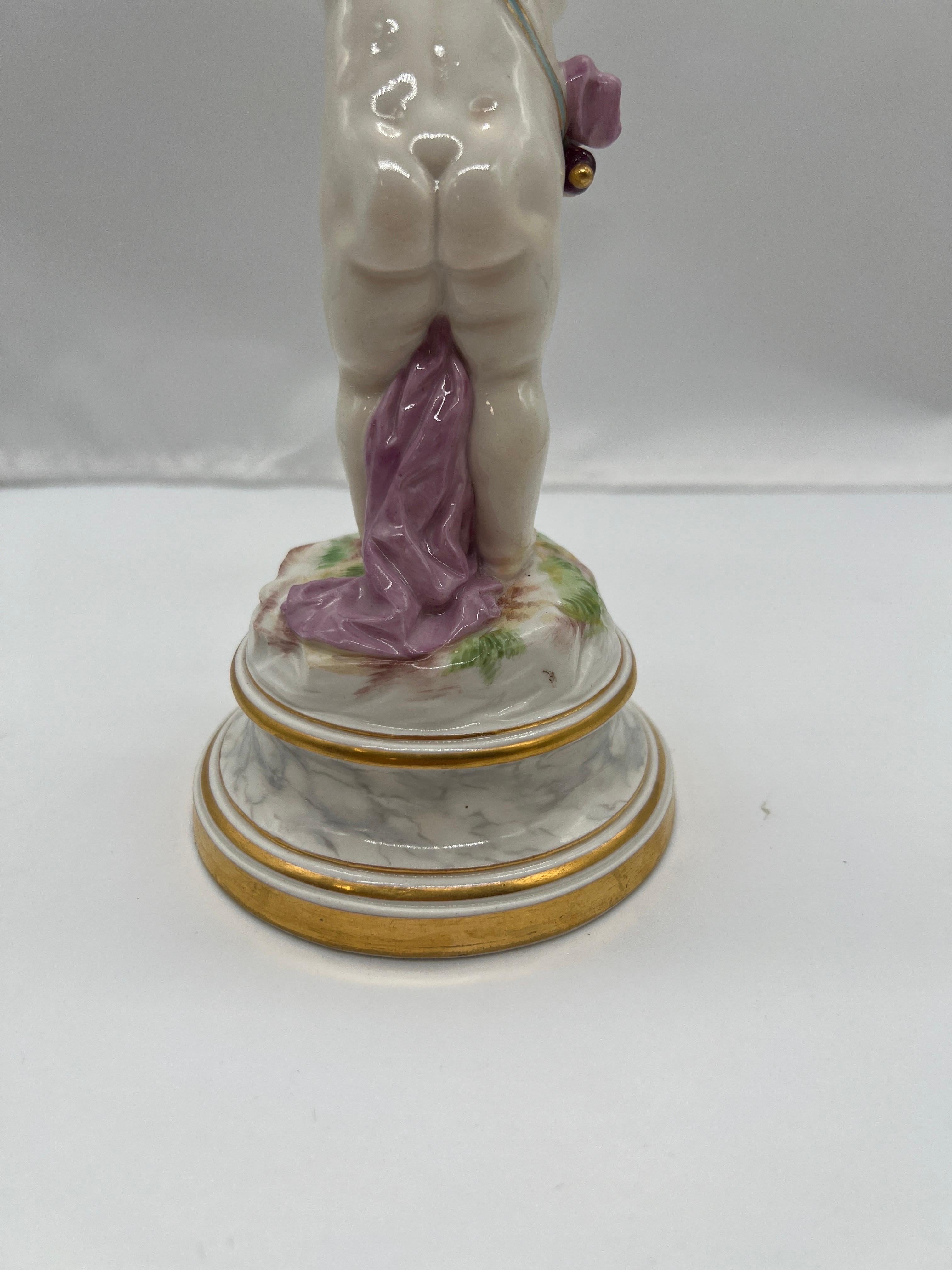 19th Century Antique Meissen Porcelain Model L125 Figure of A Cupid Mocking For Sale