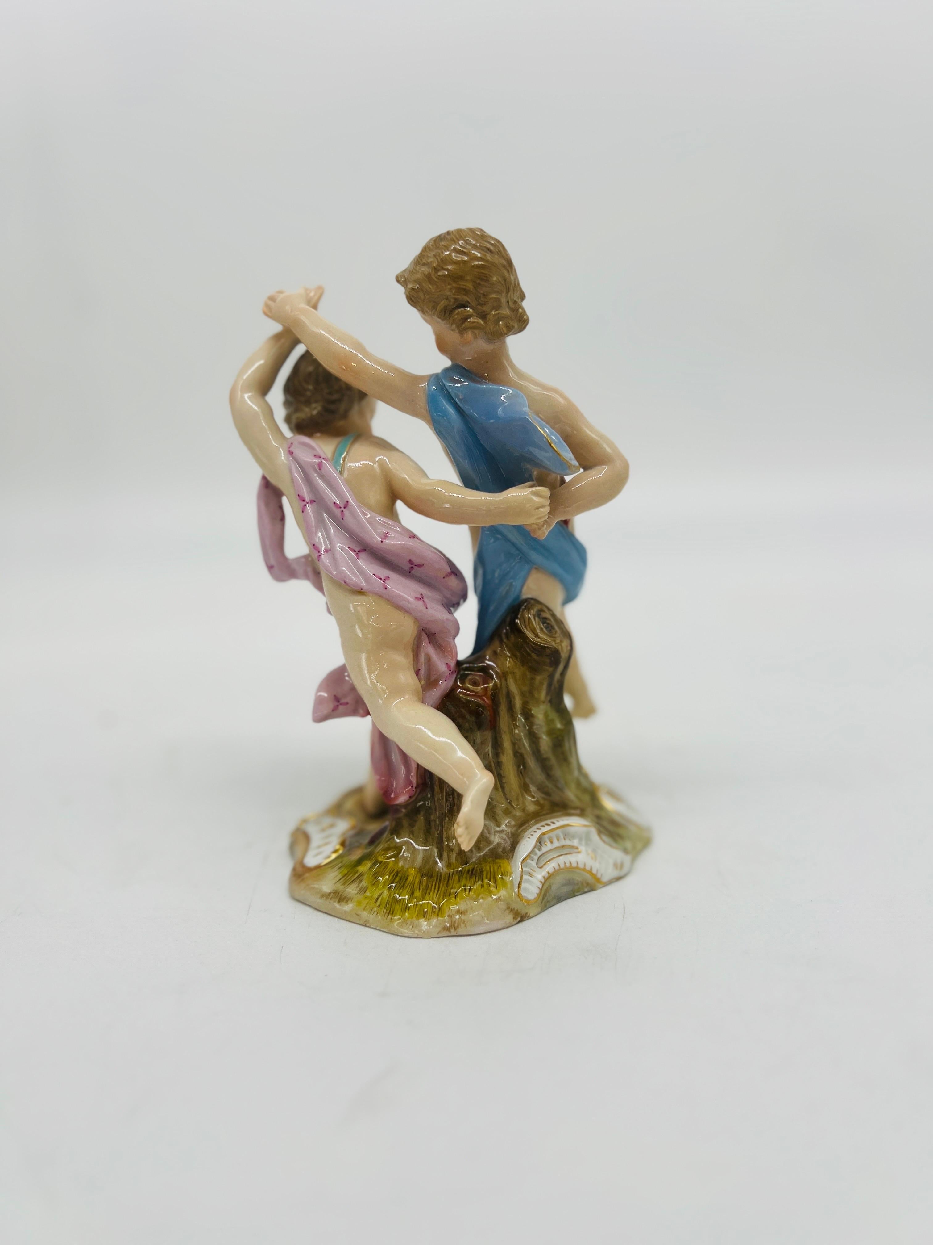 19th Century Antique Meissen Porcelain Model of 2 Dancing Figures Circa 1815 For Sale