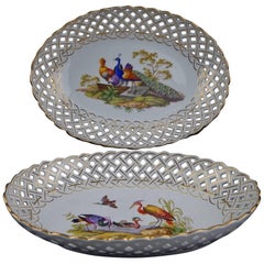 Antique Meissen Porcelain Reticulated Serving Dishes