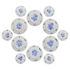 Antique Meissen Porcelain Set of 12 Plates Floral Bouquets and Insects c. 1835