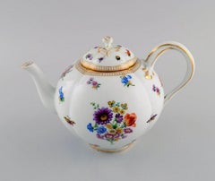 Antique Meissen Porcelain Teapot with Hand-Painted Decoration, 19th C